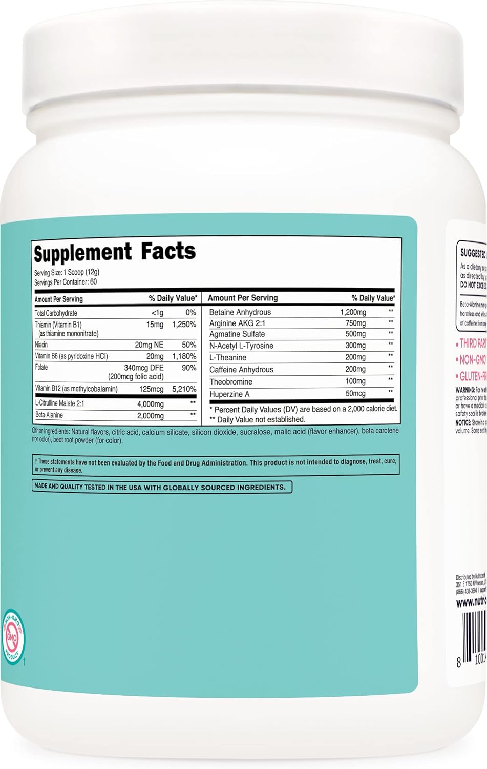 Nutricost Pre-Workout Powder for Women, Peach Mango, 60 Servings60 Ser