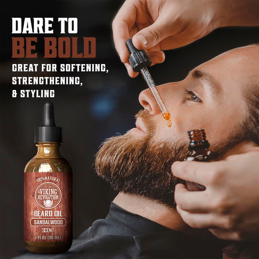 Viking Revolution Spiced Vanilla Beard Oil For Men - Natural Mens Beard Oil With Argan And Jojoba Oil - Beard Softener, Strengthens And Moisturizes