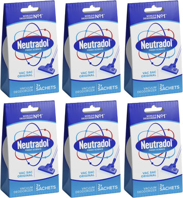 Neutradol Vac Sacs Vacuum Deodoriser, Place In Vacuum Cleaner Bags & Dust Bags, Original, Multipack Of 6 X 3 Vac Sacs