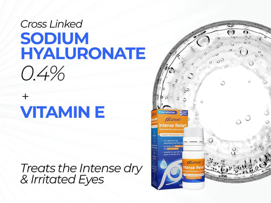 Ocufresh Intense Relief - Eye Drops For Moderate & Severe Dry Eye - Before & After Eye Surgery - 0.4% Sodium Hyaluronate With Vitamin E - Preservative Free & Contact Lens Friendly - 10Ml