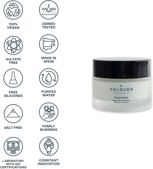 Valquer Laboratorios Moisturizing Face Mask With Bamboo Water And Seaweed Extract - Moisturizing, Anti-Aging And Purifying - All Kinds Of Skin - 50Ml