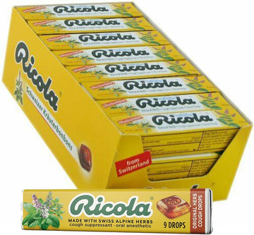 Ricola Original Herb Cough Suppressant Throat Drops Stick | Naturally Soothing Long-Lasting Relief - 9 Count (Pack Of 20)