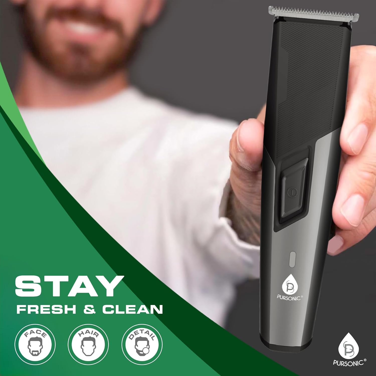 Pursonic Hair & Beard Trimmer For Men - 12 Piece Mario Lopez Cordless Rechargeable Beard Trimmer & Clippers For Men - All In One Grooming Kit For Beard, Face, Nose, And Ear Hair,Ideal Gifts For Men : Beauty & Personal Care