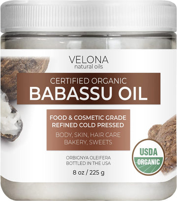 Velona Babassu Oil Usda Certified Organic - 8 Oz | 100% Pure And Natural Carrier Oil | Refined, Cold Pressed | Face, Hair, Body & Skin Care And Cooking | Use Today - Enjoy Results…