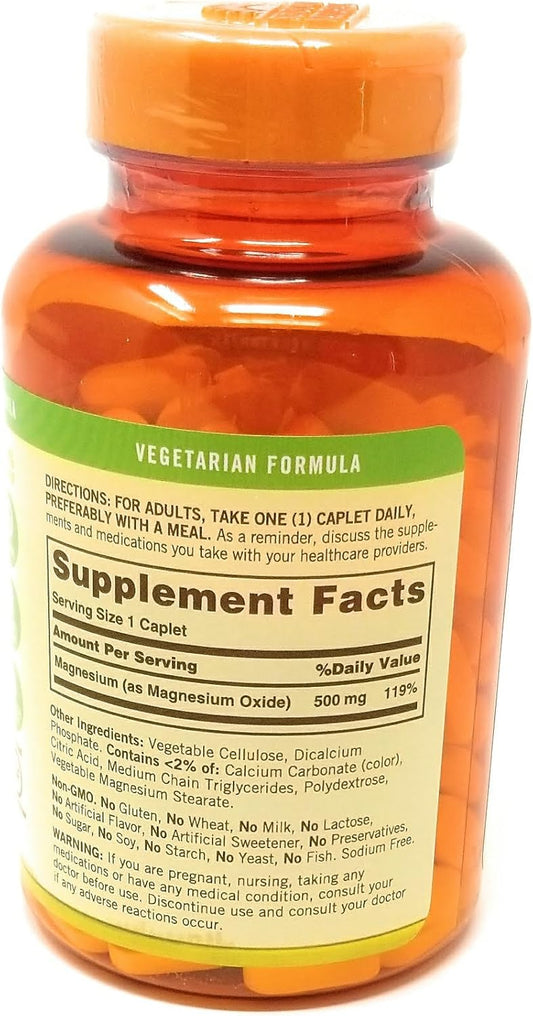 Sundown Naturals Magnesium 500 Mg Caplets Value Size, 180 Count, (Pack of 2) : Health & Household