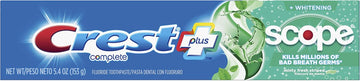Crest Complete Multi-Benefit Whitening + Scope Fluoride Toothpaste Minty Fresh Striped - 5.4 Oz (153 G)