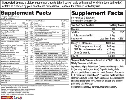 Purity Products Purity Pack (Elite Multi + Fish Oil + COQ10) 1280mg of EPA + DHA + Omega-3's from Ultra Pure Fish Oil - Power Packed with Vitamins, Minerals, Super Fruits & More - 30 to-Go Packets