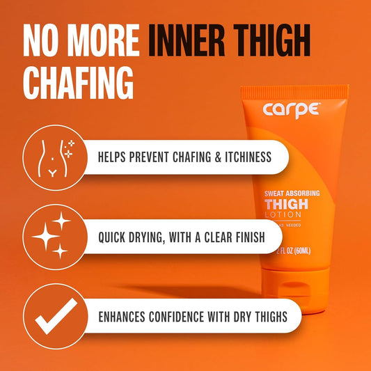 Carpe Sweat Absorbing Thigh - Helps Keep Your Thighs Dry and Chafe Free - Sweat Absorbing Lotion - Helps Control Sticky Thigh Sweat - With Witch Hazel and Vitamin B3