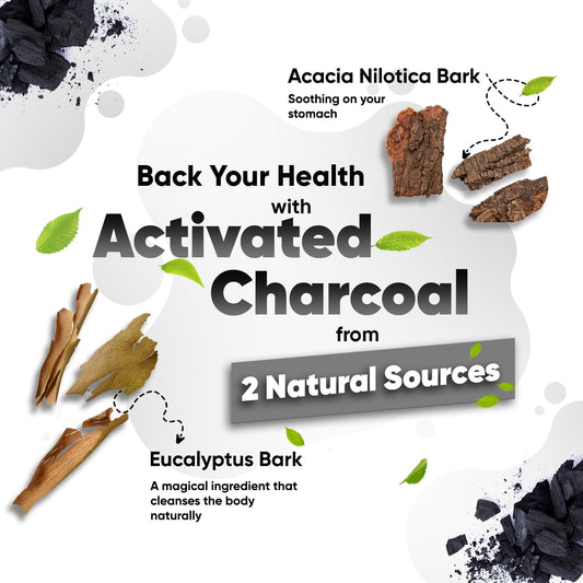 Activated Charcoal Capsules 2000Mg - 180 Capsules - Vegan & Natural - Activated Charcoal Tablets Alternative - Digestion Supplement For Gut - Reduces Excessive Flatulence After Eating (Efsa)