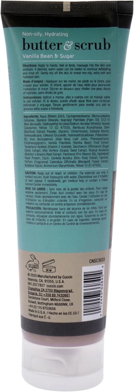Cuccio Vanilla Bean & Sugar Butter Scrub Tube 4Oz