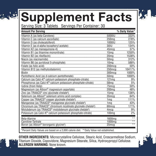 Gaspari Nutrition Anavite - Sports Multi-Vitamin With Amino Acids, Beta-Alanine And L-Carnitine, Enhanced Performance And Recovery, 180 Tablets