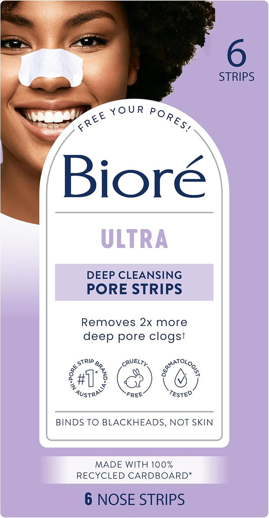 Biore Ultra Pore Strips With Glycerin, Package May Vary, 6 Count (Pack Of 1)