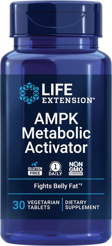 Life Extension Ampk Metabolic Activator, Hesperidin, G. Pentaphyllum, Fight Unwanted Belly Fat & Revitalize Cellular Metabolism, Gluten-Free, Non-Gmo, 30 Vegetarian Tablets