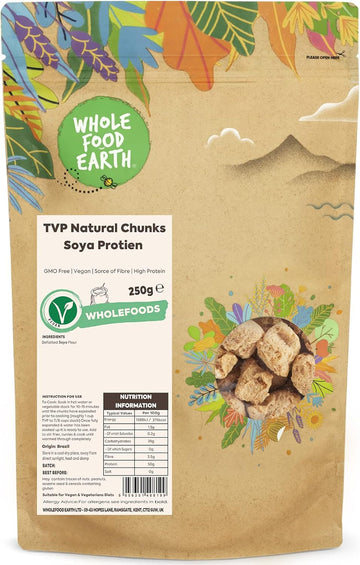 Wholefood Earth Tvp Natural Chunks Soya Protien 500 G | Gmo Free | Sorce Of Fibre | High Protein