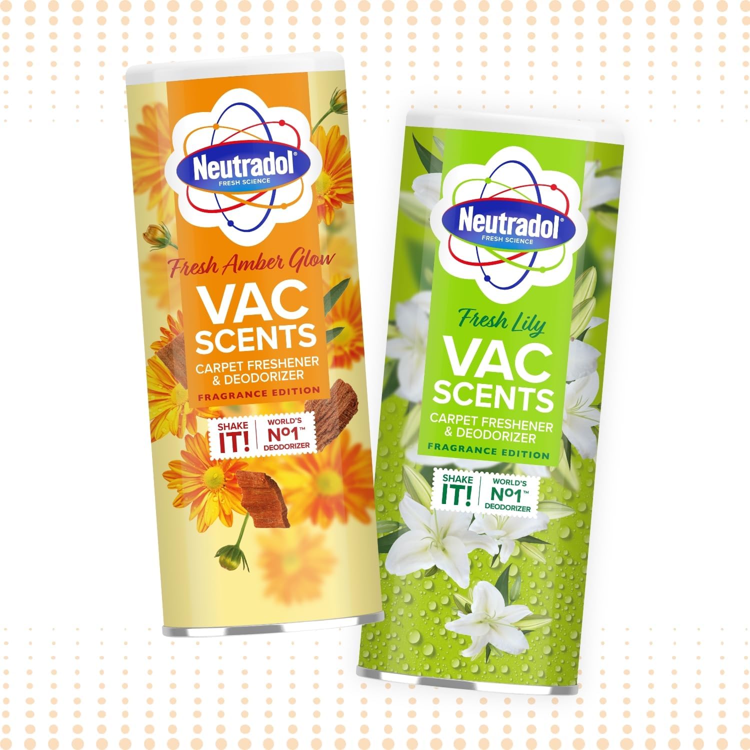 Neutradol Carpet Deodoriser, Vac Scents, Odour Neutraliser Powder For Carpets & Rugs, Fresh Amber Glow, Multipack Of 2 X 350G