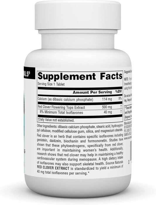 Source Naturals Red Clover Extract, 500 Mg Tablet, 30 Count