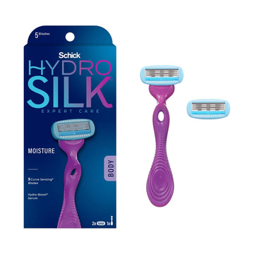 Schick Hydro Silk Moisture Women'S Razor | 5-Blade Razor For Women, 1 Handle & 2 Refills