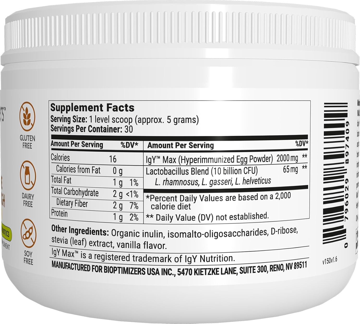 Microbiome Breakthrough Repair Powder - Vegetarian Vanilla - Contains Probiotics For Men And Women - Gas & Bloating Relief - Gi Revive - Improves Gut Health - 30 Servings - 150G : Health & Household