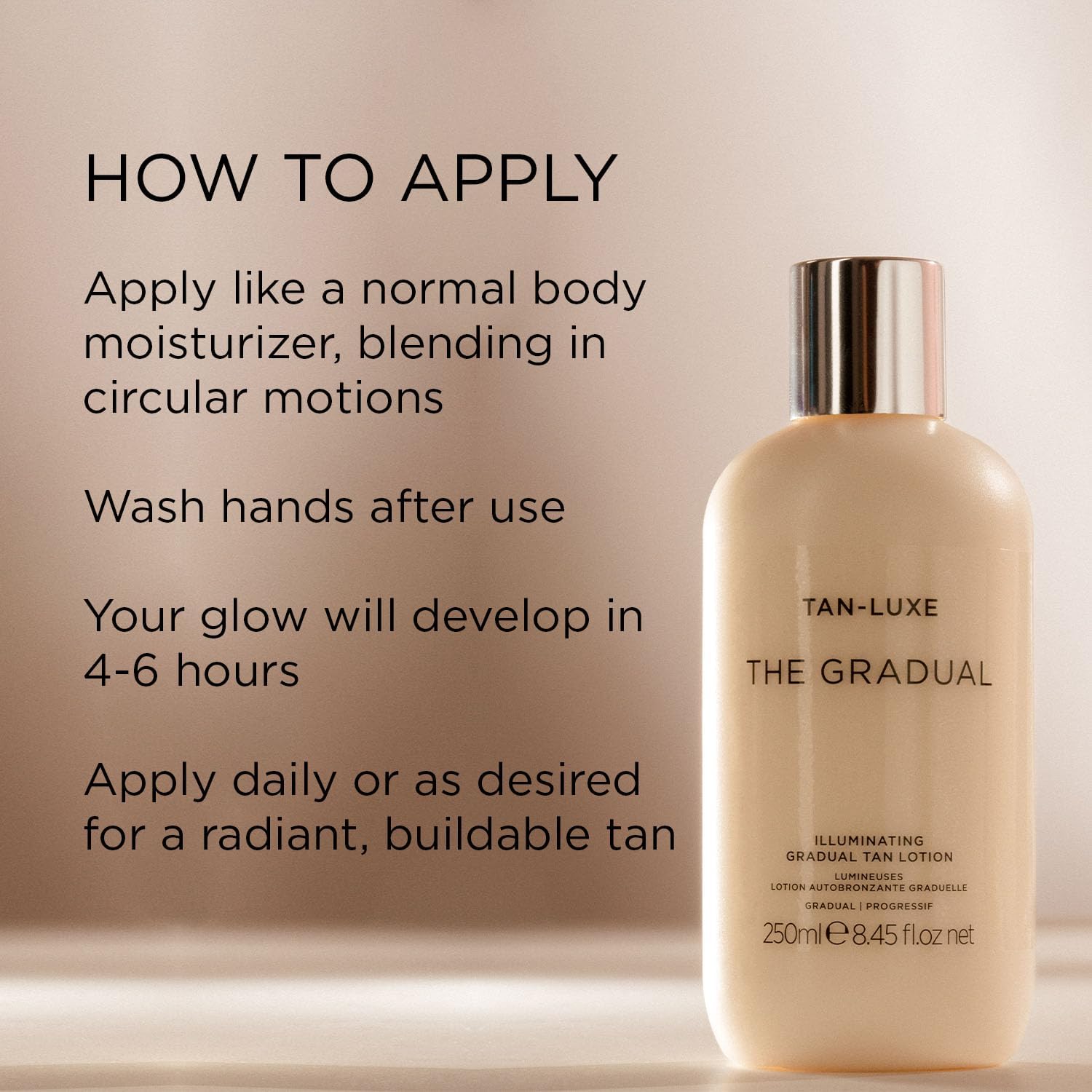 TAN-LUXE THE GRADUAL Illuminating Self Tan Lotion (250 ml) Self Tanning Skin Care with Gradual Glow, Cruelty Free & Vegan : Amazon.co.uk: Beauty