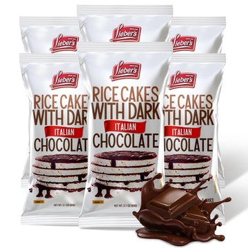 Liebers Thin Chocolate Rice Cakes, Kosher Certified Dairy And Dairy Free Options, Gluten Free Snack (Brittle Topped Dark Chocolate)