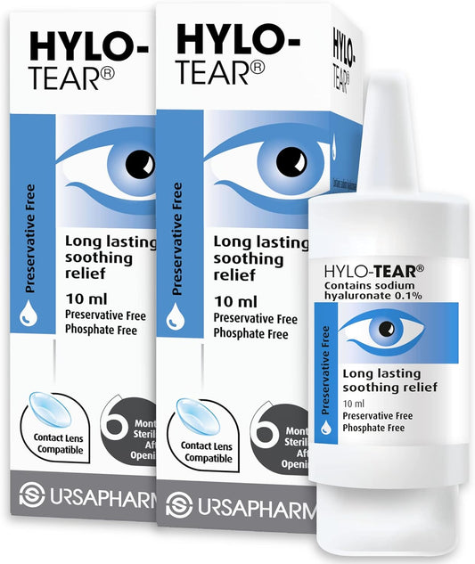Hylo Tear - Double Pack – Preservative Free Eyedrops – Sodium Hyluronate 0.1%- Eye Drops To Lubricate Dry Eyes – 2X10Ml