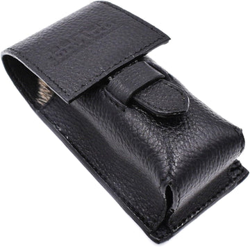 Parker Genuine Leather Shaving Brush Case β Handmade Black Travel Holder For Standard Badger, Boar & Synthetic Brushes