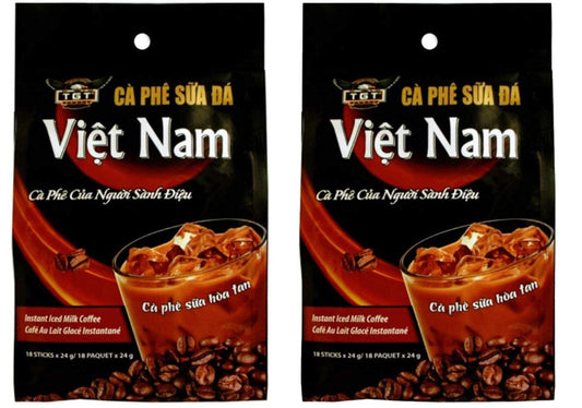 Tgt Instant Iced Milk Coffee, Original Vietnamese Instant Coffee Mix, Cafe Sua Hoa Tan, Coffee Packets Single Serve,Bag Of 18 Packets X 24G,Pack Of 2