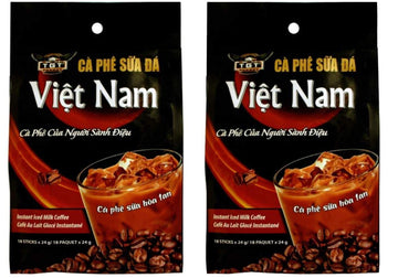 Tgt Instant Iced Milk Coffee, Original Vietnamese Instant Coffee Mix, Cafe Sua Hoa Tan, Coffee Packets Single Serve,Bag Of 18 Packets X 24G,Pack Of 2
