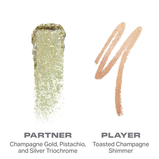 Morphe Mixed Signals Dual-Ended Eyeshadow Stick - Cream Eyeshadow Pigment & Chrome Liquid Flakes For Bold, Layered Eye Makeup Looks - Flirtatious/Faithful (0.96 Oz)