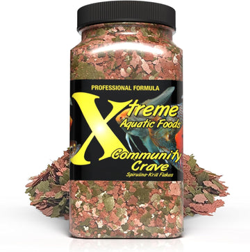 Xtreme Community Crave Flake - Krill & Spirulina Blend For Vibrant Colors, Immune Support And Digestive Health, Tropical & Freshwater Fish Nutrition β Premium Community Aquarium Food (8Oz)