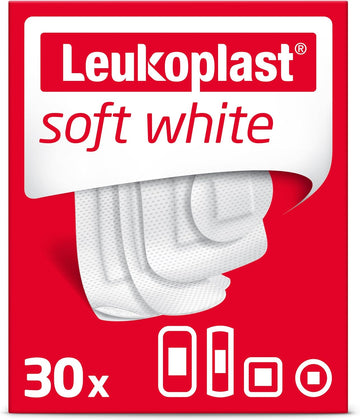Leukoplast Soft White - Non-Sterile Wound Dressing Strips - Skin-Friendly, Breathable And Absorbent, First-Aid Plasters - White - 2 Assorted Sizes - Box Of 30