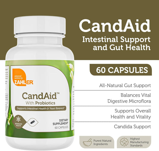 Zahler - Candaid Cleanse Digestive Health Supplement With Probiotics For Women & Men - Daily Adults, Men & Women Probiotic For Gut Health & Overgrowth - Kosher (60 Capsules)