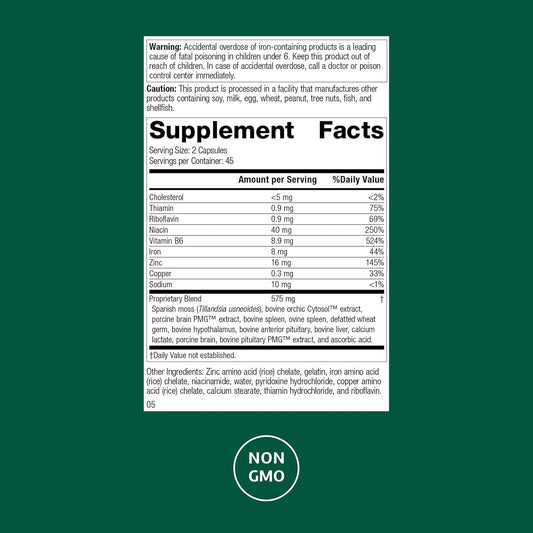 Standard Process Inc. Neuroplex - Whole Food Nervous System Supplements, Brain Health And Brain Support With Thiamin, Spanish Moss, Riboflavin, Calcium Lactate, Vitamin B6, Niacin - 90 Capsules