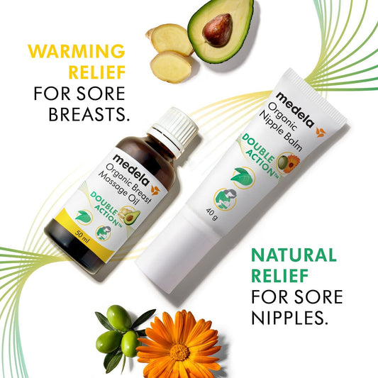 Medela Organic Breast Massage Oil For Breastfeeding Mothers, 1.69 Fl. Oz | Medela Organic Nipple Cream | Soothing And Nourishing For Breastfeeding Moms – 1.34 Fl. Oz