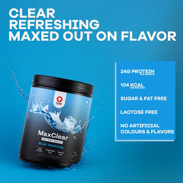 Maxinutrition Maxclear Blue Tropical 300G, 24G Protein, 104 Calories Per Serving. Refreshing, Low Calorie, No Artificial Colours Or Flavours