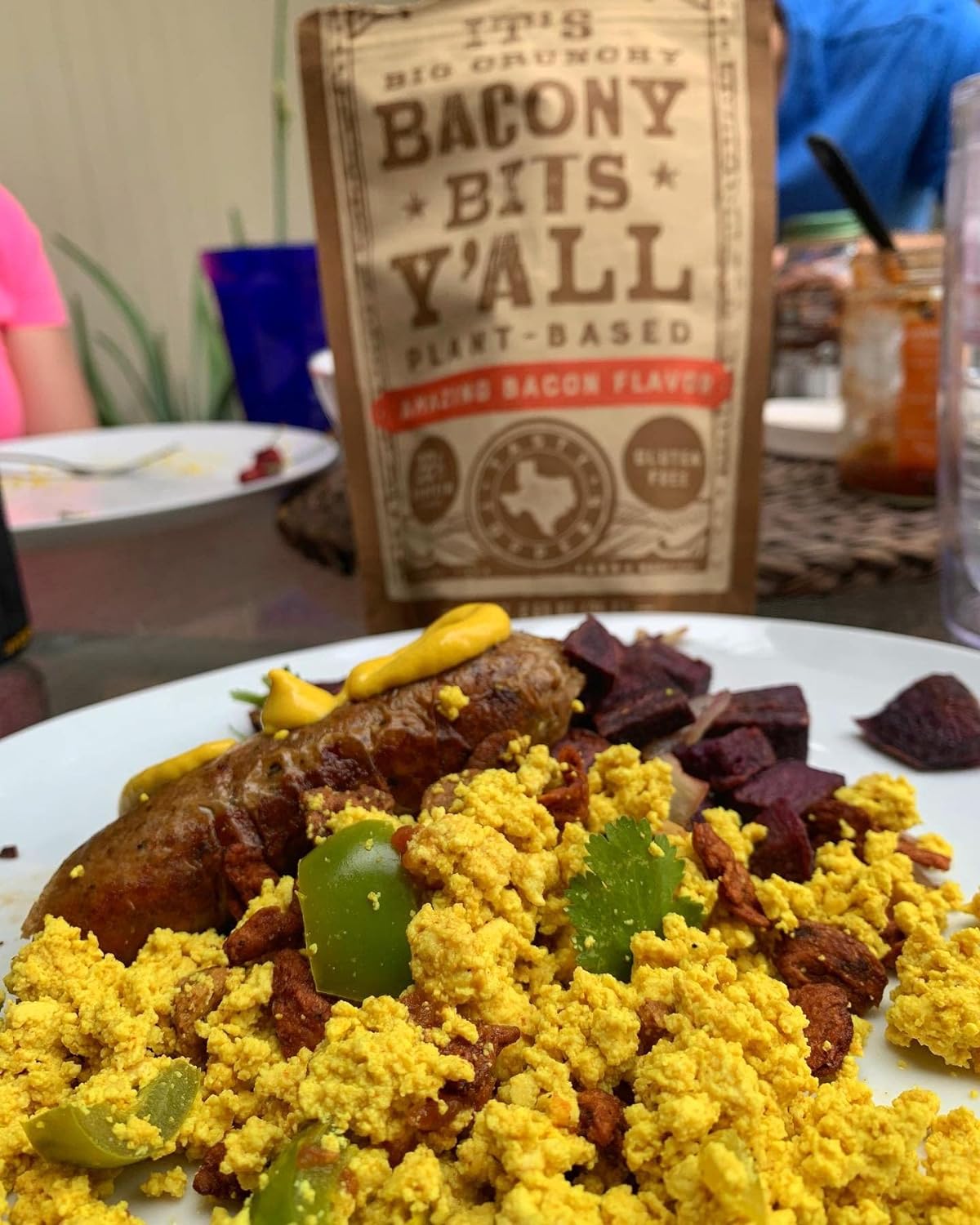 All Y'alls Foods Plant Based Bacon Bits | Big and Crunchy Vegan Snacks | Non-GMO, Gluten Free, High Protein, Vegetarian (6 Pack) : Grocery & Gourmet Food