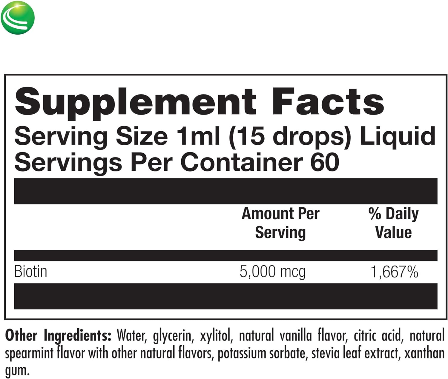 Nutra BioGenesis - Biotin 5000 - Liquid Vitamin B Biotin Drops for Skin, Hair, Adrenal and Immune Health- 2 Ounce : Health & Household