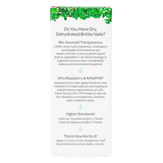 Nailtopia Raspberry Nail Nourishment - Revitalizing Nail Strengthener Treatment For Stronger Nails - Growth Serum For Damaged, Thin, Cracked Nails - Vitamin Infused, Bio Sourced, And Vegan - 0.41 Oz