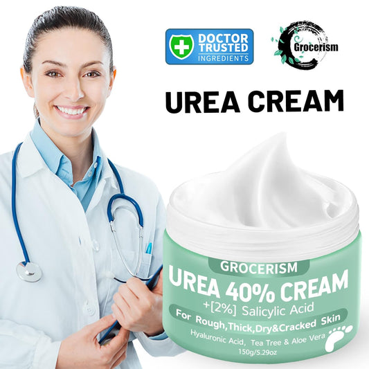 Urea Cream 40 Percent For Feet Plus 2% Salicylic Acid 5.29 Oz || Foot Cream And Hand Cream Maximum Strength With Hyaluronic Acid,Tea Tree,And Aloe Vera For Deep Moisturizes,Callus Remover