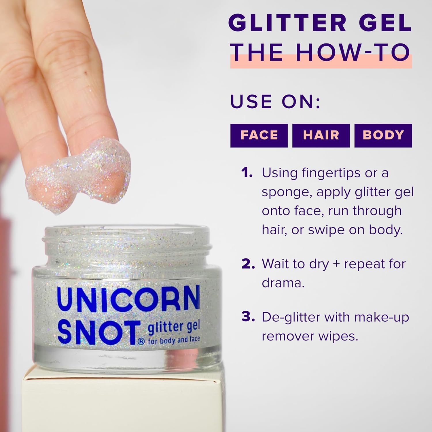Unicorn Snot Face & Body Glitter - Cosmetic-Grade Holographic Glitter Gel - Makeup For Festivals, Raves, Anime Cosplay - Safe For Face, Easy Application & Removal, 1.7Oz Silver (Disco) : Beauty & Personal Care