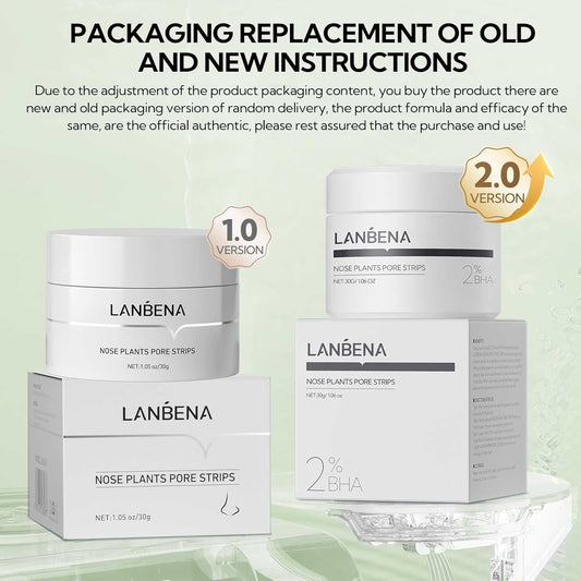 Lanbena Blackhead Remover Strips With 2% Salicylic Acid, Amazonian White Clay, Deep Cleansing Nose Pore Strips, Black Head Remover Strip For Face, 2.0 Upgraded Nose Strips