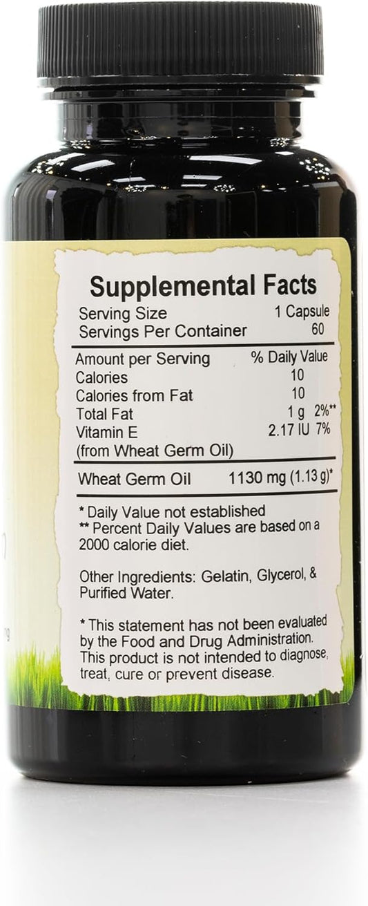 Wholistic Botanicals Wheat Germ Oil Capsule — Immune System Support Supplements, Beauty Skin And Face — 60 Ct : Beauty & Personal Care