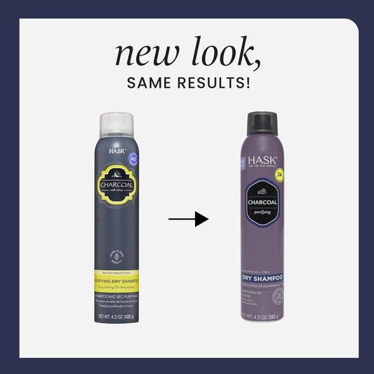 Hask Charcoal Purifying Dry Shampoo – Absorbs Oil, Purifies & Detoxifies Hair, Extends Time Between Washes, No Sulfates Or Parabens, Cruelty-Free – 8.1Oz