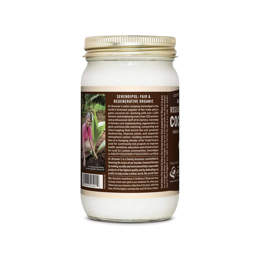 Dr. Bronner'S - Organic Virgin Coconut Oil (Whole Kernel, 14 Ounce) - Coconut Oil For Cooking, Baking, Hair & Body, Unrefined & Fresh-Pressed, Rich & Nutty Flavor, Fair Trade, Vegan, Non-Gmo