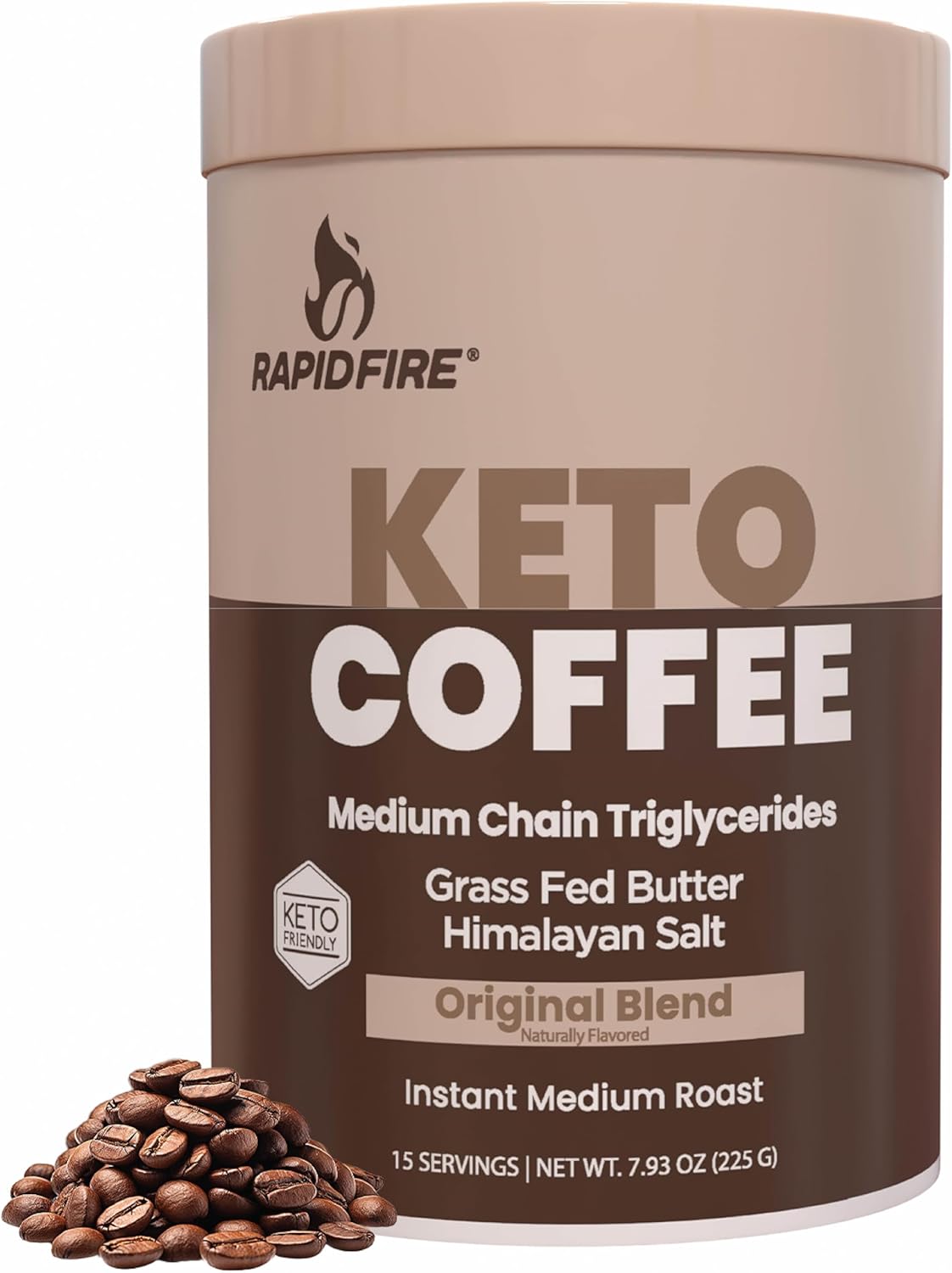 Rapidfire Keto Coffee Instant Coffee Mix, Caramel Macchiato Flavor, 7.93 Ounce (255G), 15 Servings
