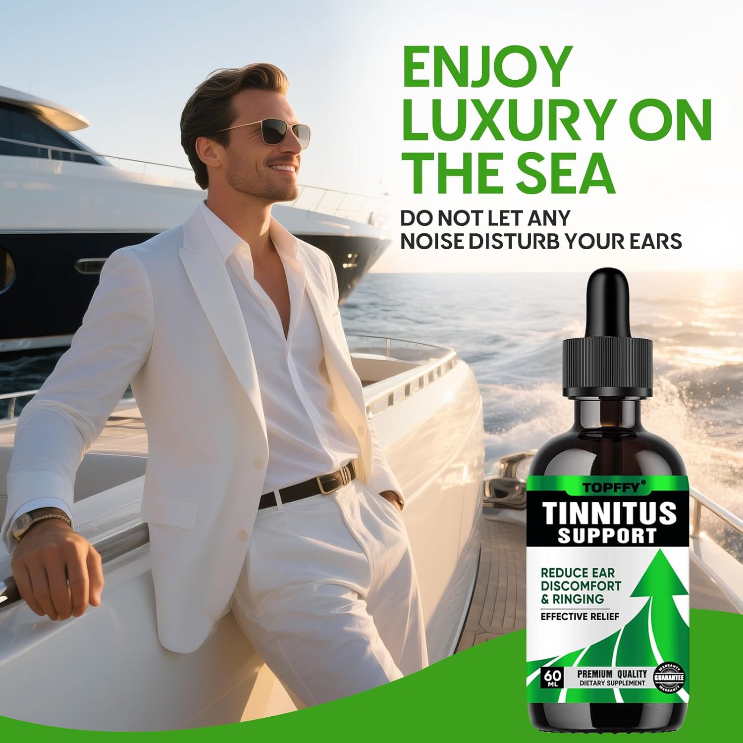 Tinnitus Relief For Ringing Ears - Natural Ear Ringing Relief Formula, Fast-Acting Tinnitus Relief Supplement For Improved Hearing, Reduce Ear Noise, 60Ml, Safe For Men & Women