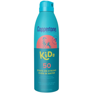 Coppertone Kids Sunscreen Spray SPF 50, Water Resistant Sunscreen for Kids, #1 Pediatrician Recommended Sunscreen Brand, Broad Spectrum Spray Sunscreen SPF 50, 5.5 Oz