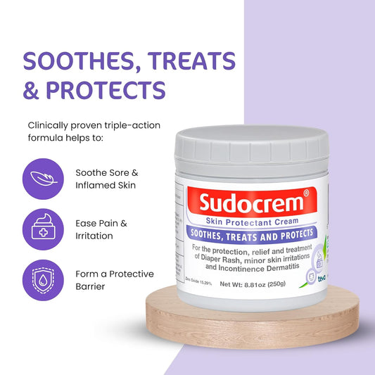 Sudocrem Skin Protectant Cream - Diaper Rash Cream For Baby – Soothes, Treats, And Protects, For The Relief, Treatment, And Prevention Of Diaper Rash, 15.29% Zinc Oxide – 8.8Oz