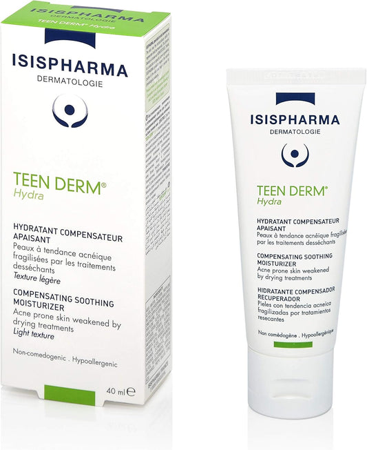 Isispharma Teen Derm Hydra - Face Moisturizer For Acne-Prone Skin- Acne Treatement For Face With Cocoa Butter, Bisabolol - Moisturizes And Soothes - Glass Skin Effect - Made In Made In France
