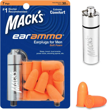 Mack'S Ear Ammo Soft Foam Ear Plugs For Men, 7 Pair - 30 Db High Nrr, Comfortable Ear Protection For Power Tools, Shooting Sports, Motorcycles, Travel, Sleeping, Loud Noise | Made In Usa